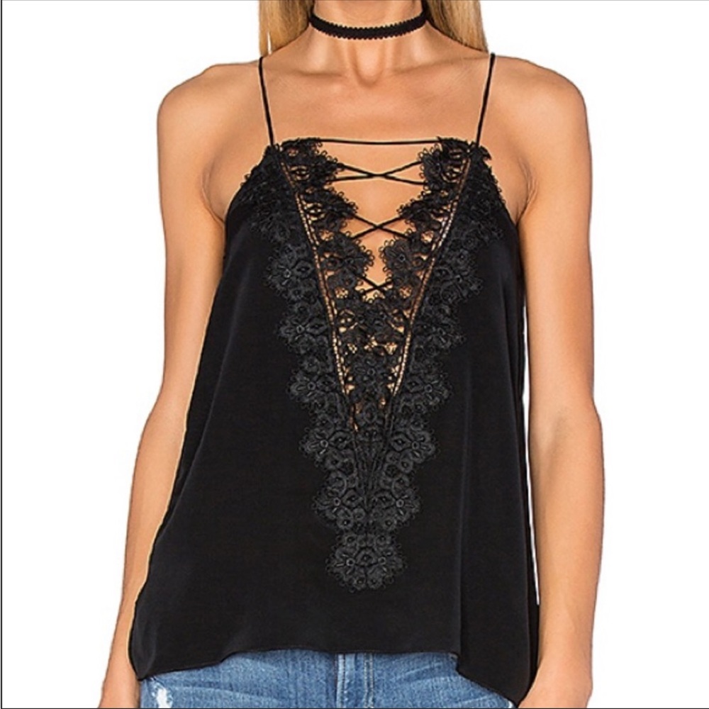 PERFECT CONDITION Cami NYC black Lace tank top with cutouts